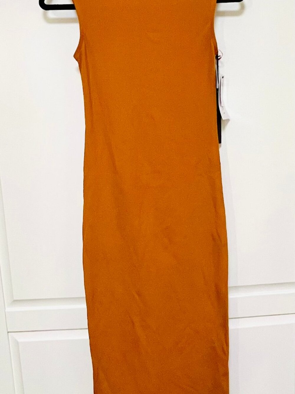 House of Harlow 1960 Pumpkin Spice Ribbed Mock Neck Midi Dress